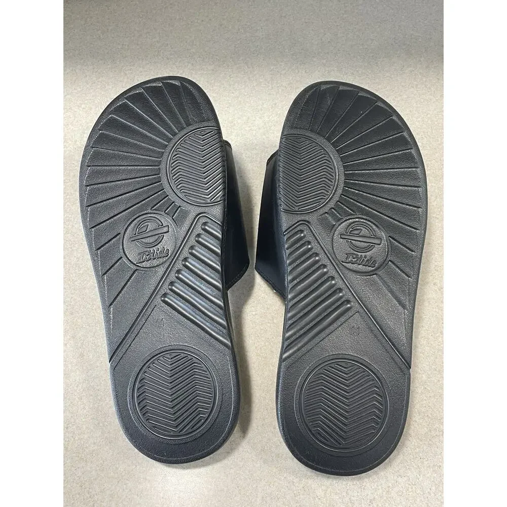 New-I-Slides Men’s Size 11 Black Sherpa Lined Sandals Faux Fur Comfort Slides